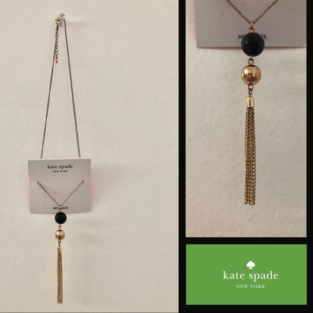 HOST PICK kate spade New York ♠️ Gold Tone Tassel and Black Pendant Necklace 17”